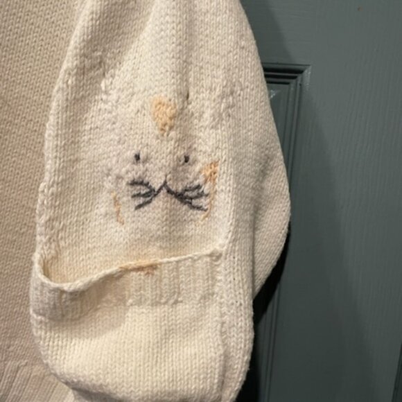 Kielo Dyson hand knit unique bunny sweater, worn once 80s/90s. L, cotton - Picture 3 of 6